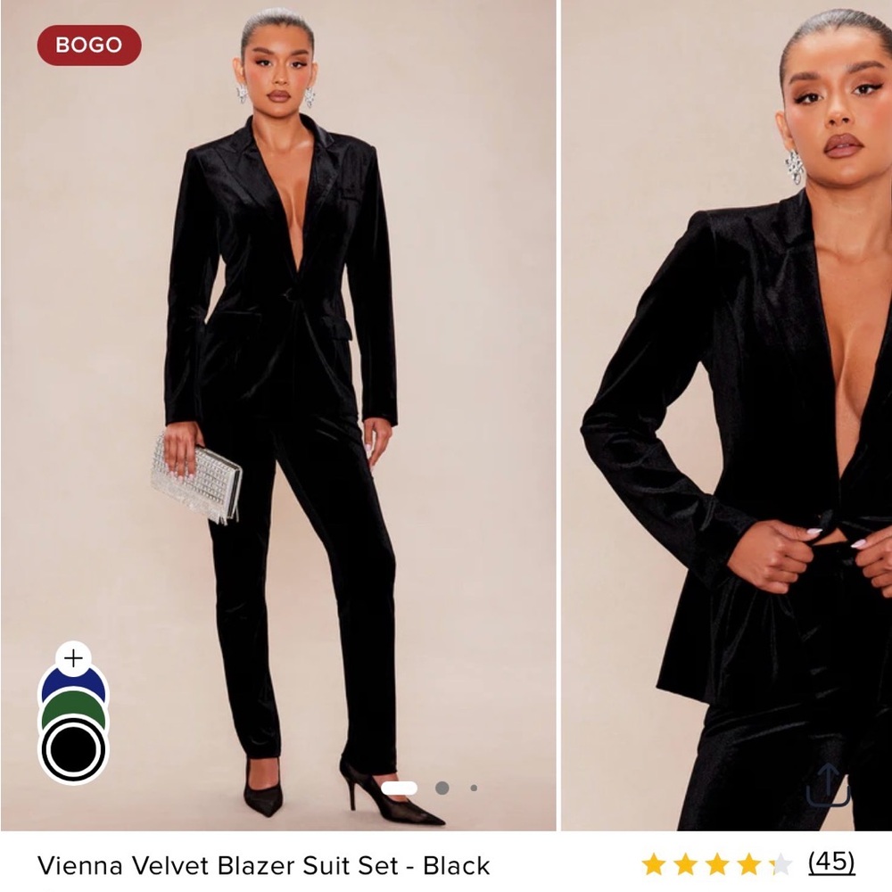 Fashion Nova Velvet Pantsuit - Black - brand new!! Size medium